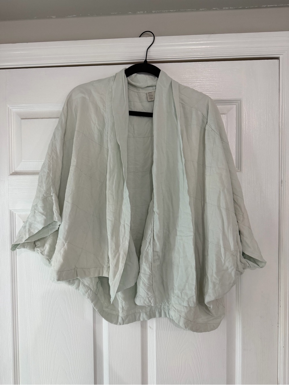Anthropologie Pale Mint Draped Open-Front Kimono Jacket